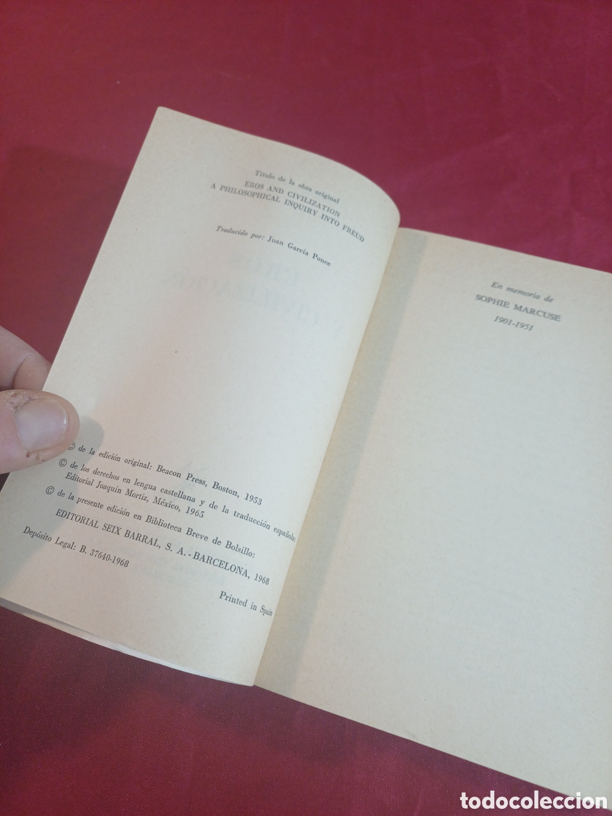 Libros: LIBRO, EROS Y CIVILIZACI&Oacute;N, 1968 - Foto 6