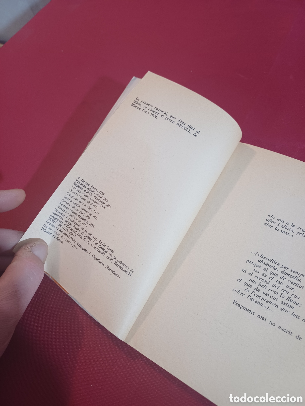 Libros: LIBRO, TE DEIX,AMOR, LA MAR COM A PENYORA, CARME RIERA, 1979 - Foto 6