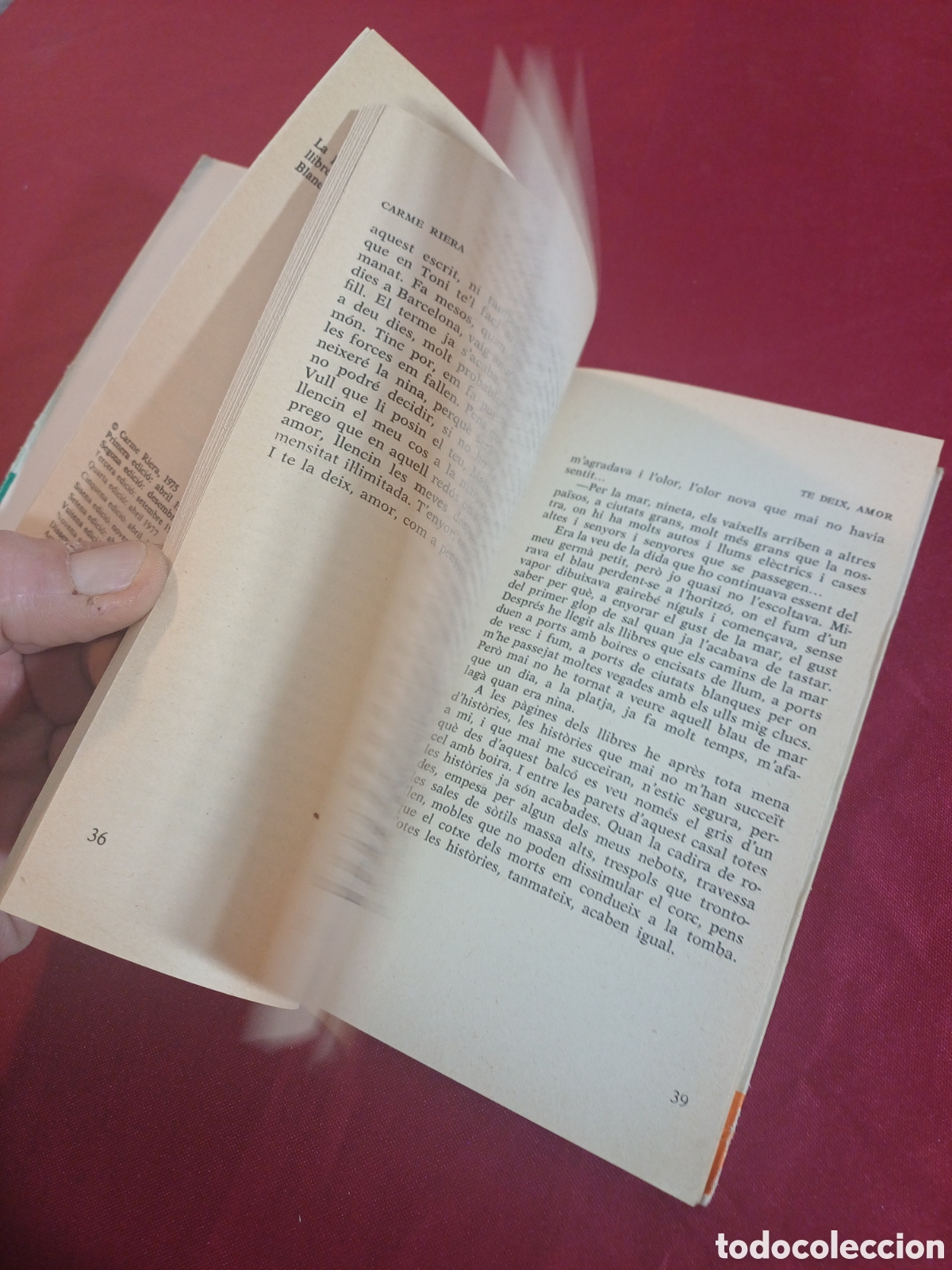 Libros: LIBRO, TE DEIX,AMOR, LA MAR COM A PENYORA, CARME RIERA, 1979 - Foto 8
