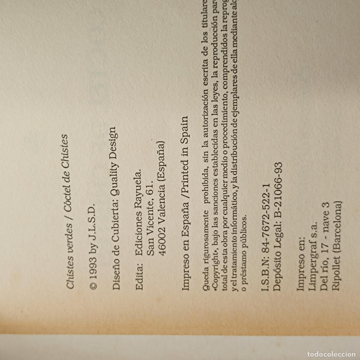 Libros: LIBRO HUMOR CHISTES VERDES. COCTEL DE CHISTES. EDICIONES RAYUELA. - Foto 3
