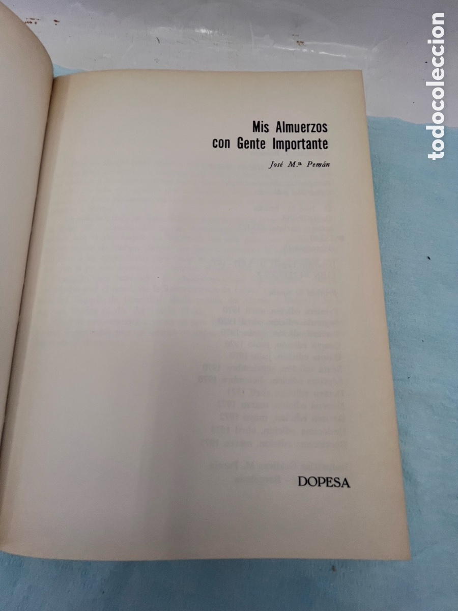 Libros: MIS ALMUERZOS CON GENTE IMPORTANTE - Jos&eacute; M&ordf; Peman - Foto 4
