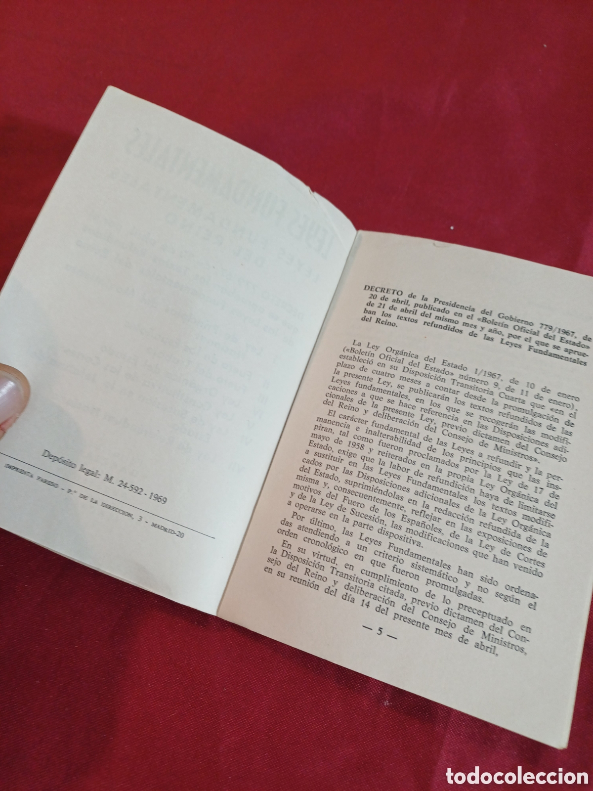 Libros: LEYES FUNDAMENTALES DEL REINO, 1969 - Foto 5