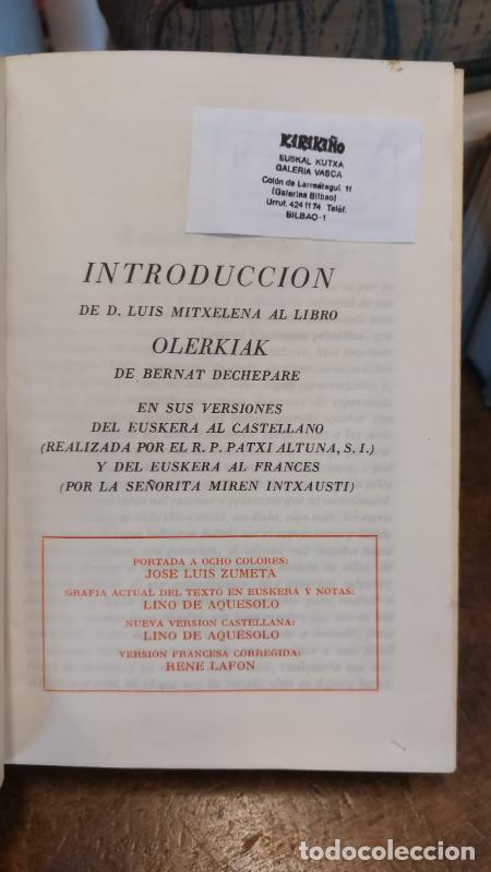 Libros: OLERKIAK. 1545. - DECHEPARE, Bernat. / Mitxelena, Luis. - Foto 2