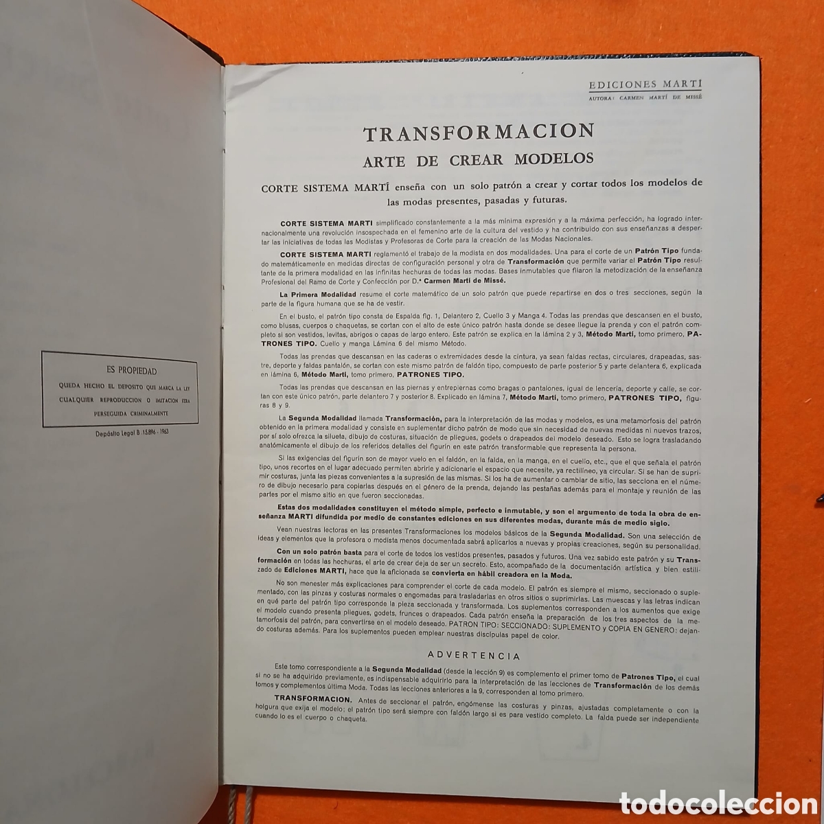 Libros: Corte Sistema Marti, lenceria 1977 - Foto 3
