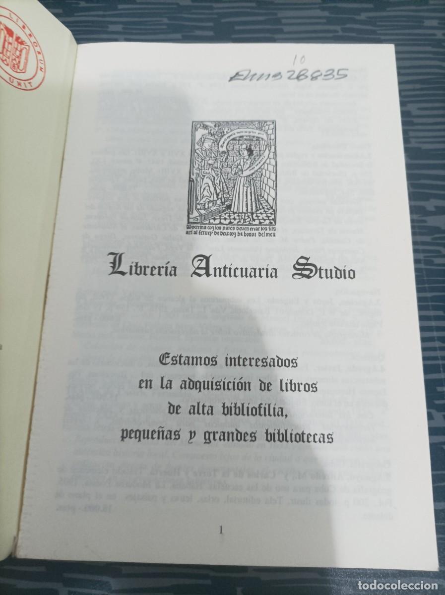 Libros: LIBRER&Iacute;A ANTICUARIA STUDIO, CAT&Aacute;LOGO DE LIBROS EN VENTA,250 P&Aacute;G. - Foto 2