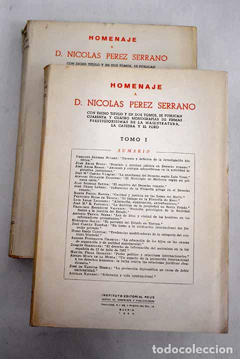 Libri di seconda mano: Homenaje a D. Nicol&aacute;s P&eacute;rez Serrano
