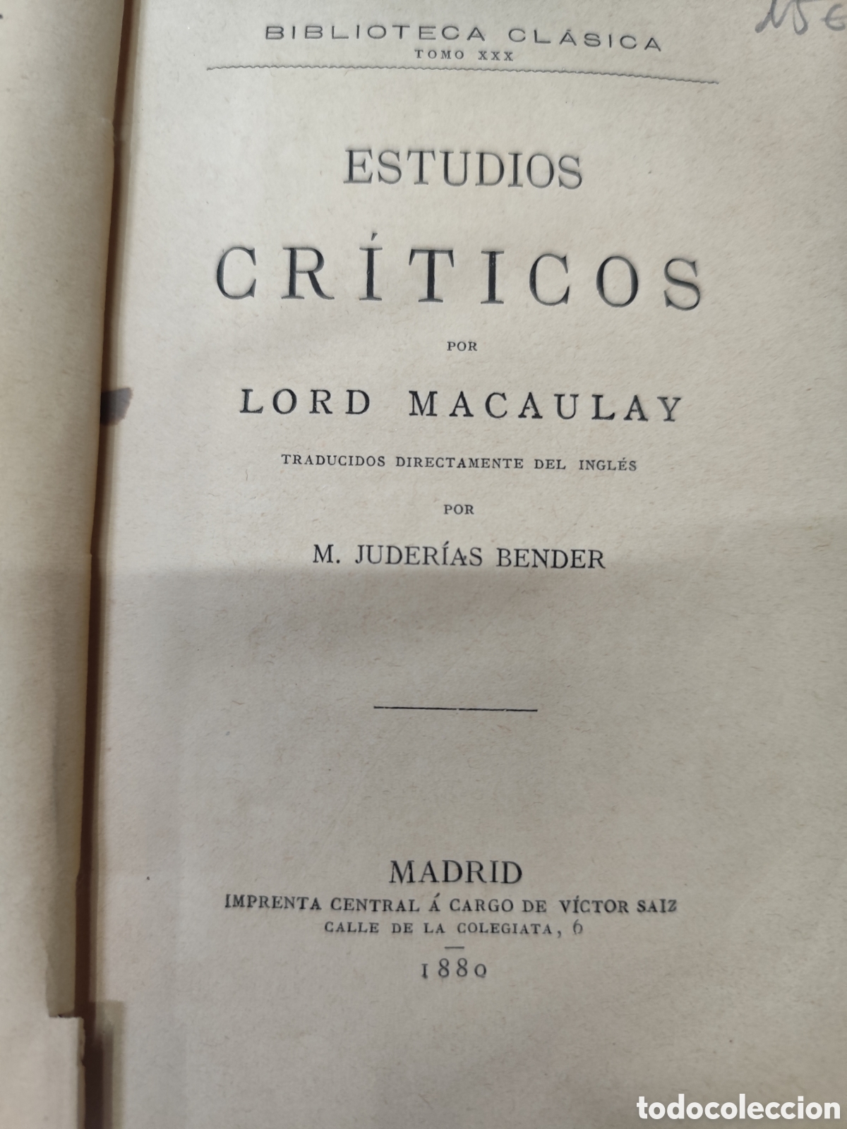 Libros: ESTUDIOS CRITICOS. A&ntilde;o 1880 - LORD MACAULAY - Foto 2