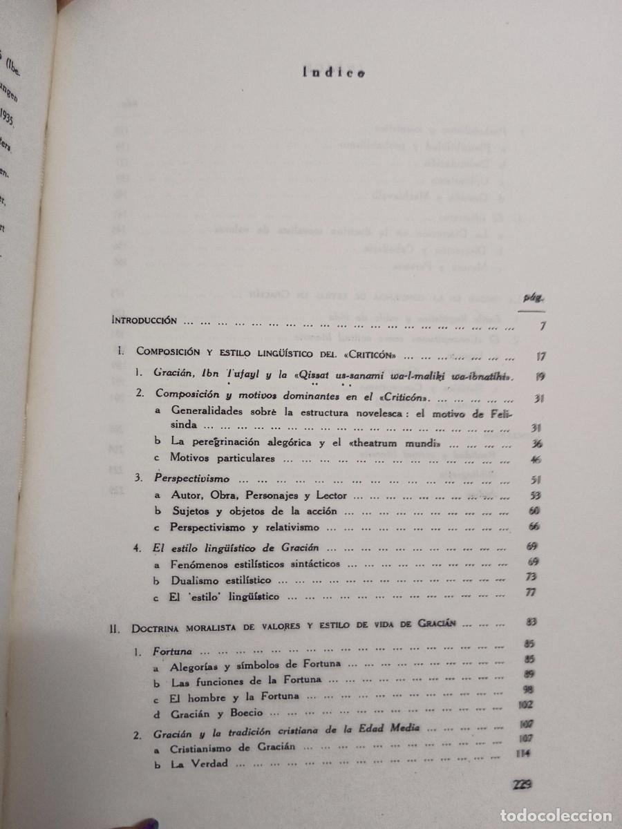 Libros: BALTASAR GRACIAN - ESTILO Y DOCTRINA - Klaus Heger - Foto 2