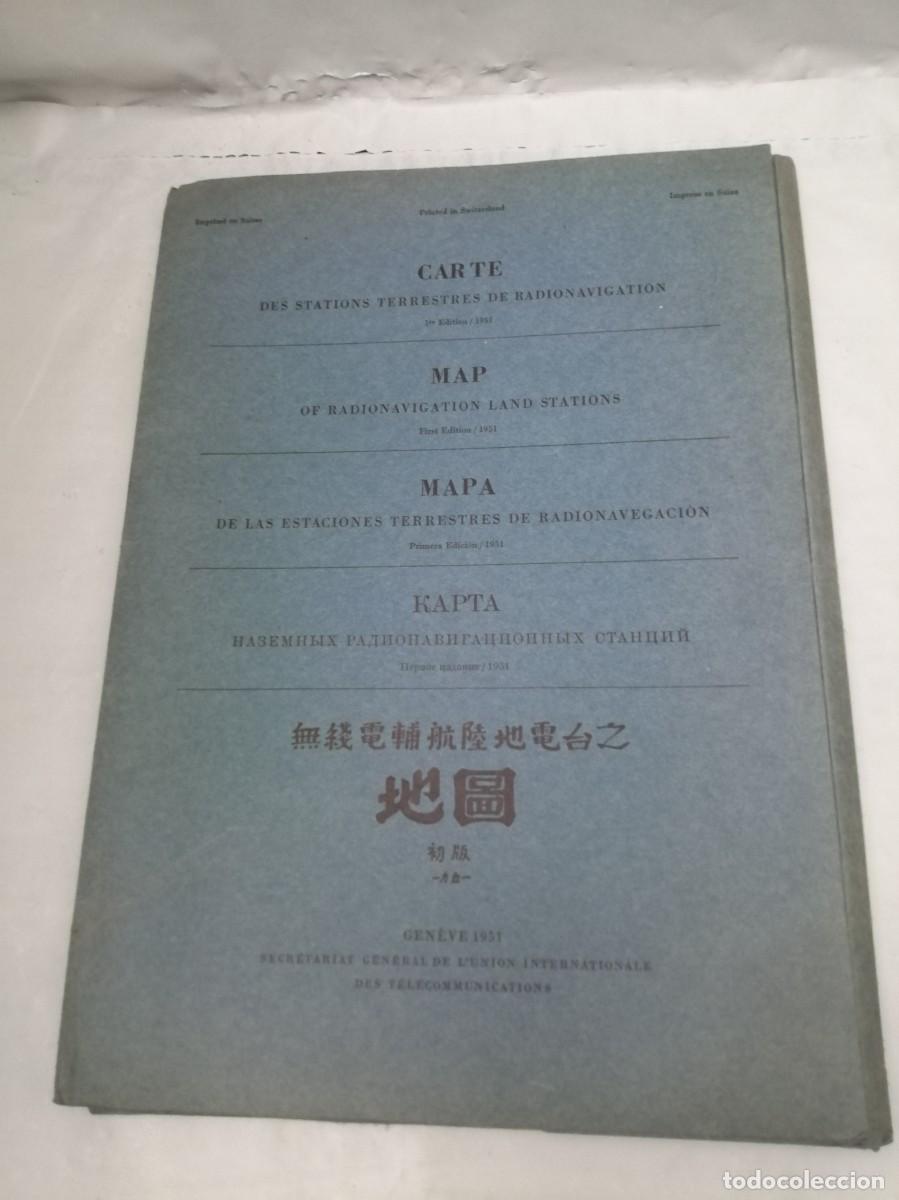 Libros: Mapa de las estaciones terrestres de radionavegaci&oacute;n (1&ordf; edici&oacute;n, G&eacute;nova 1951, Carpeta con Mapas)