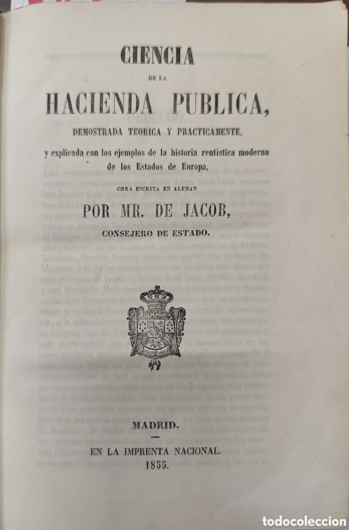 Libros: CIENCIA DE LA HACIENDA PUBLICA, demostrada teorica y practicamente, y explicada con los ejemplos de - Foto 2