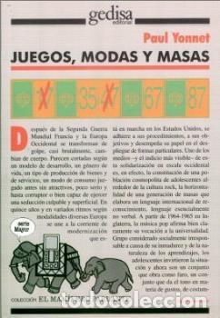 Libros: JUEGOS, MODAS Y MASAS - YONNET, PAUL, - Foto 1