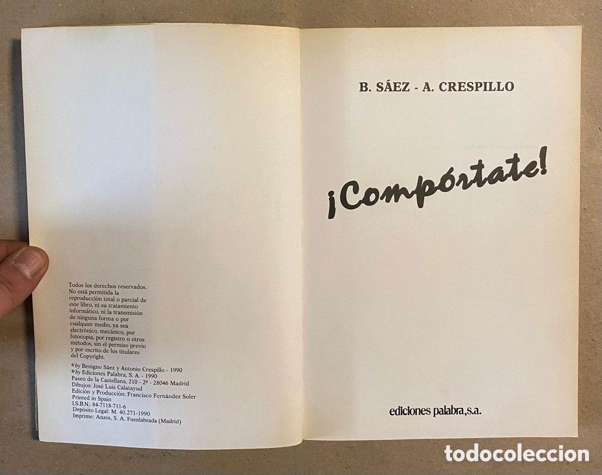 Libros: &iexcl;COMP&Oacute;RTATE! B. S&Aacute;EZ Y A. CRESPILLO. EDICIONES PAULINAS 1990. - Foto 2