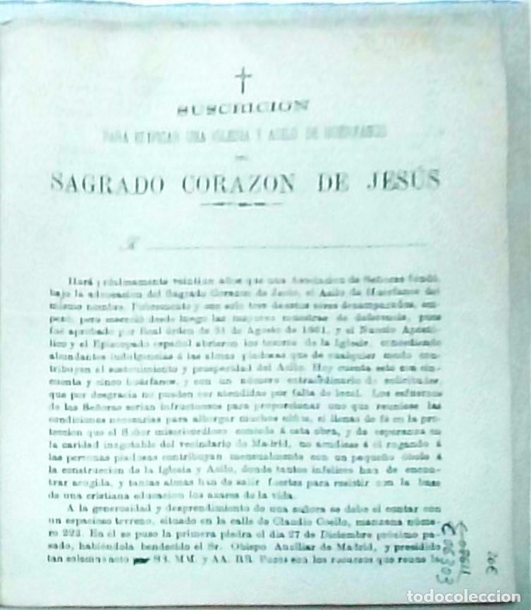 Libros: Suscripci&oacute;n para edificar una iglesia y asilo de hu&eacute;rfanos del Sagrado Coraz&oacute;n de Jes&uacute;s. Madrid 1881