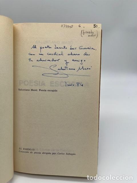 Libros: MAS&Oacute;, Salustiano. - Poes&iacute;a escogida . - Foto 1