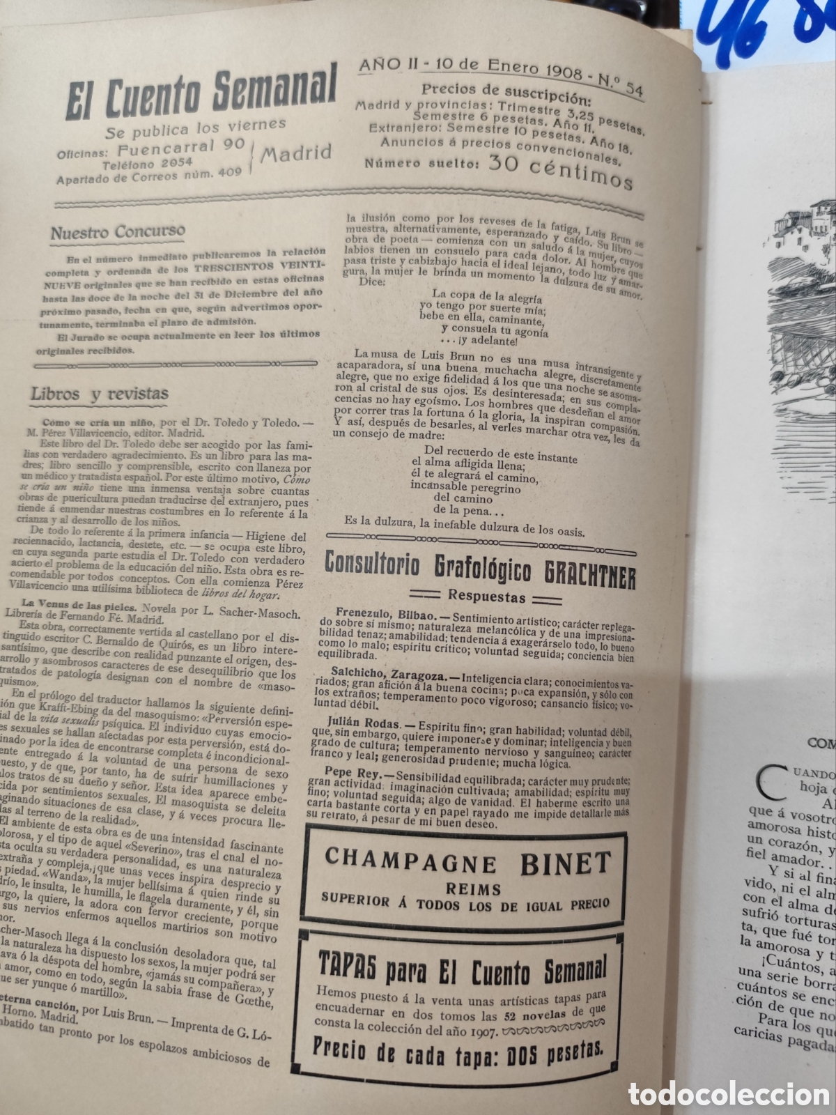 Libros: EL CUENTO SEMANAL. A&ntilde;o 1908. Del n&ordm; 53 al n&ordm; 104. A&ntilde;o Completo - Foto 5