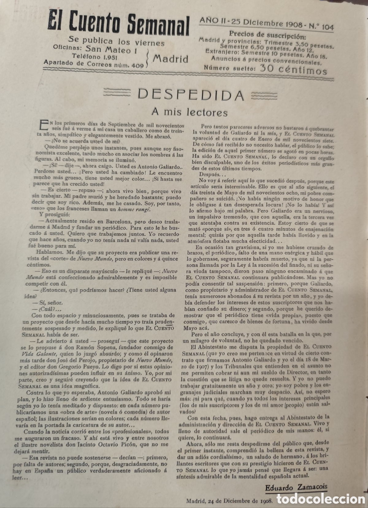 Libros: EL CUENTO SEMANAL. A&ntilde;o 1908. Del n&ordm; 53 al n&ordm; 104. A&ntilde;o Completo - Foto 8
