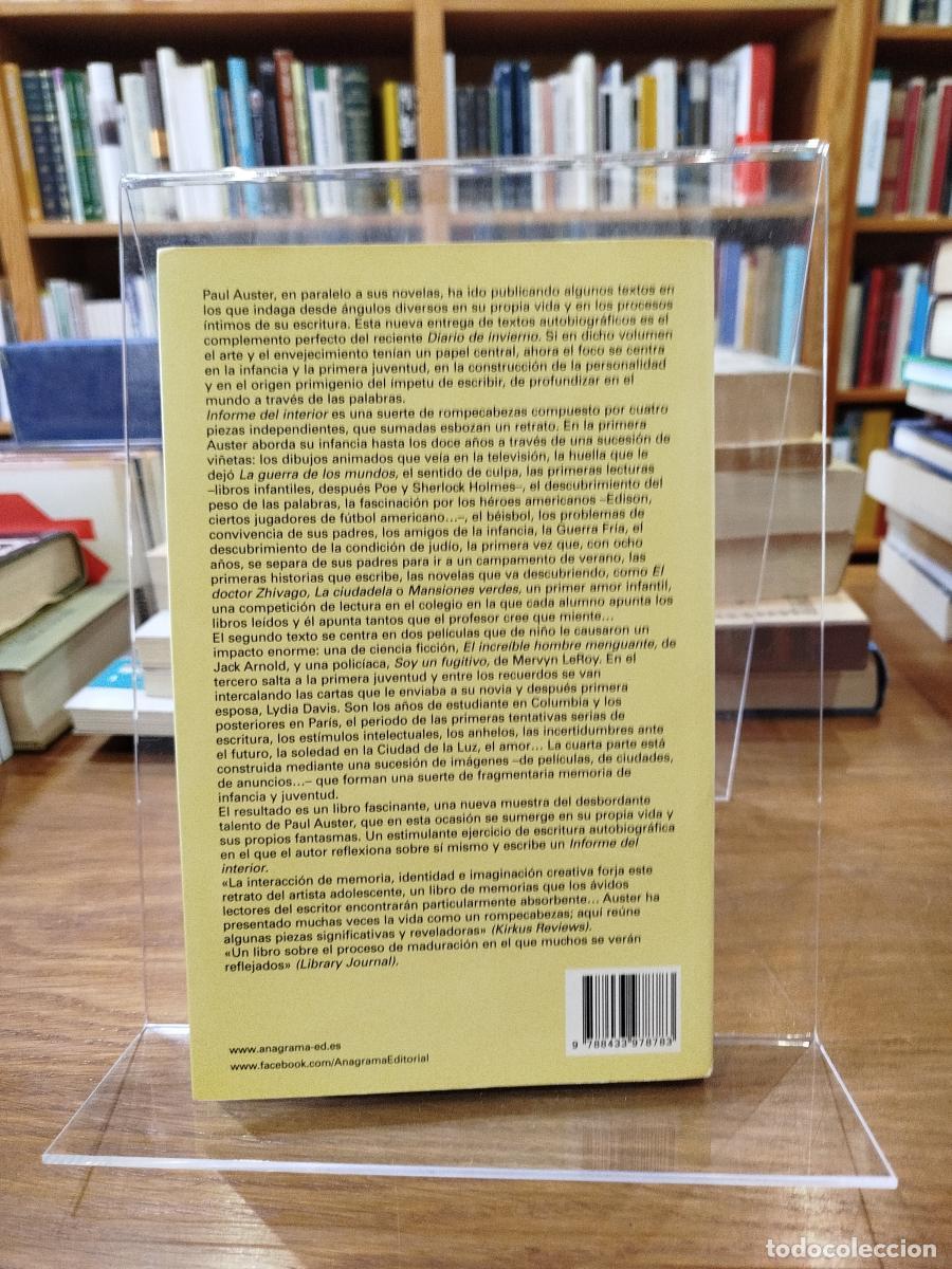 Libros: Informe del interior - Auster, Paul (1947-) - Foto 2