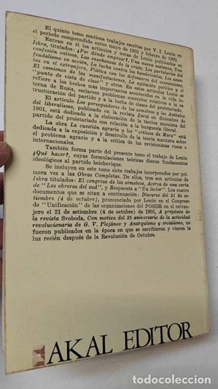 Libros: Obras completas. Tomo V - Lenin - Foto 2