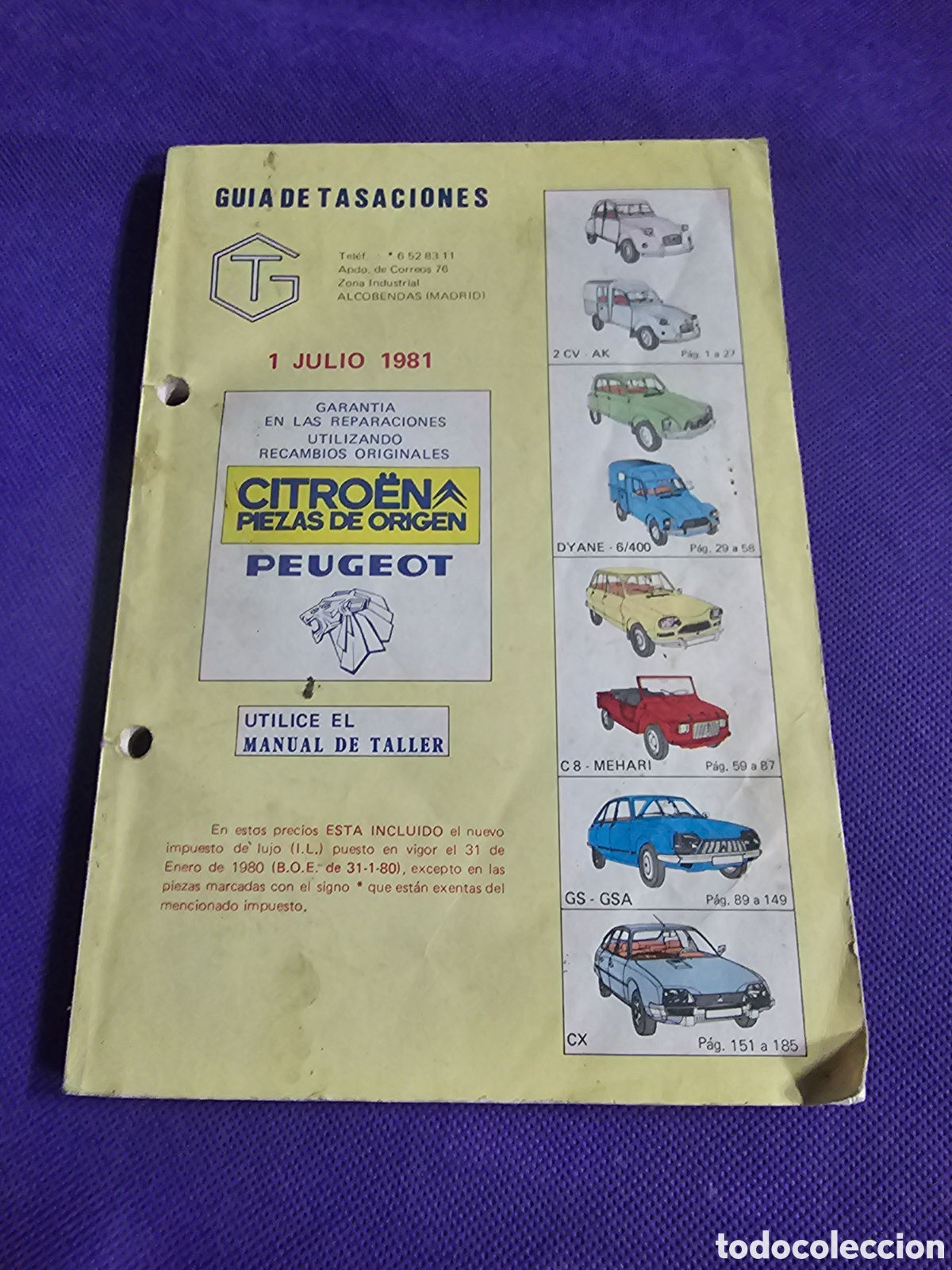 Libros: GUIA DE TASACIONES. PEUGEOT 1981 - Foto 1
