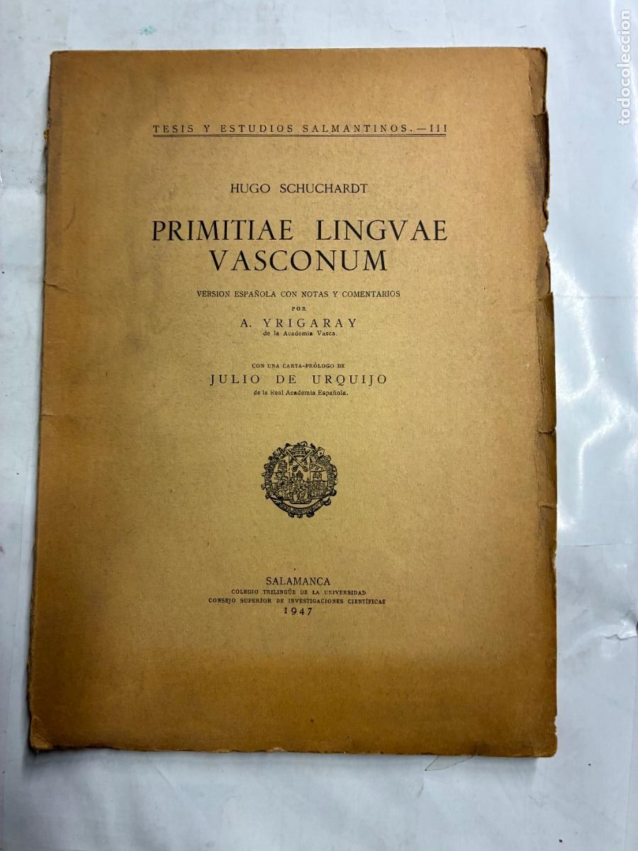 Libros: PRIMITIAE LINGVAE VASCONUM. (VERSI&Oacute;N ESPA&Ntilde;OLA). - HUGO SCHUCHARDT. - Foto 1