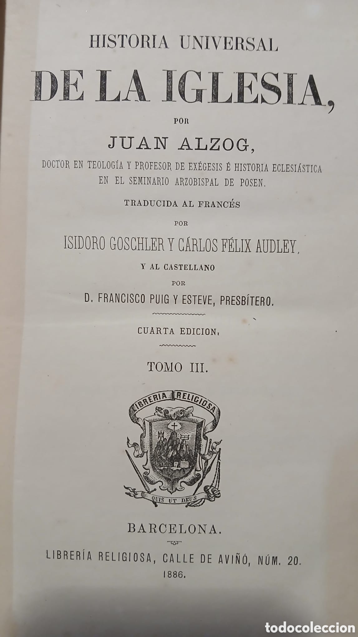 Libros: Historia Universal de la iglesia, Alzog 1886 - Foto 9