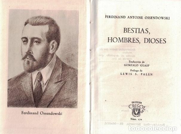 Libros: BESTIAS, HOMBRES, DIOSES. - Ossendowski. Ferdinand Antoine, - Foto 1
