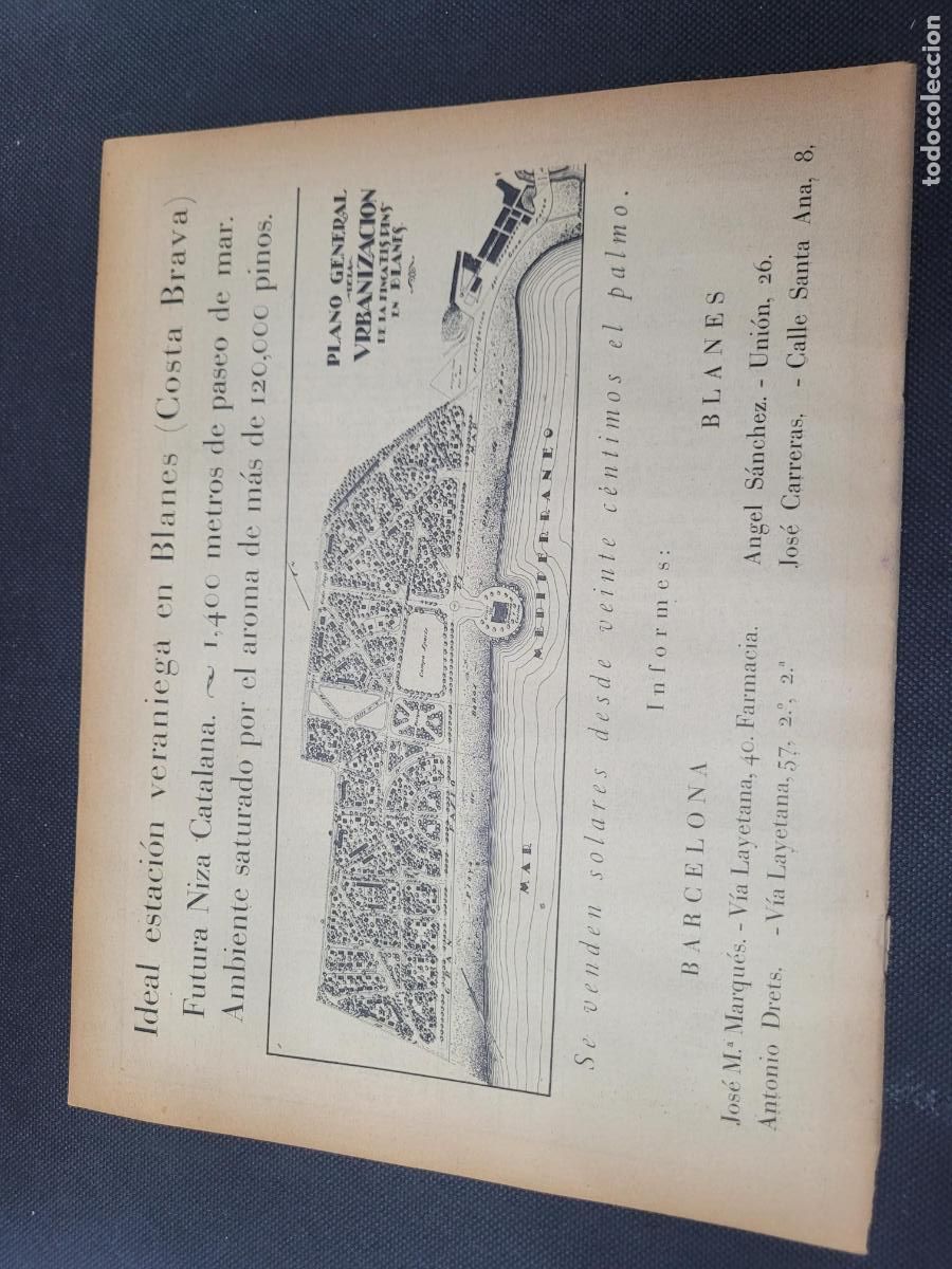 Libros: RECORTE PUBLICIDAD A&Ntilde;OS 30 Urbanizaci&oacute;n de la Finca El Pins en Blanes