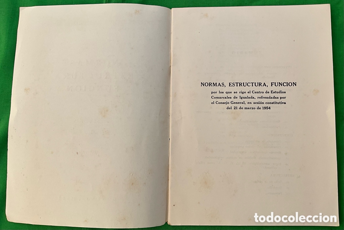 Libros: NORMAS, ESTRUCTURA, FUNCI&Oacute;N. Igualada 1954. Centro de estudios comarcales de Igualada. (CECI) - Foto 2