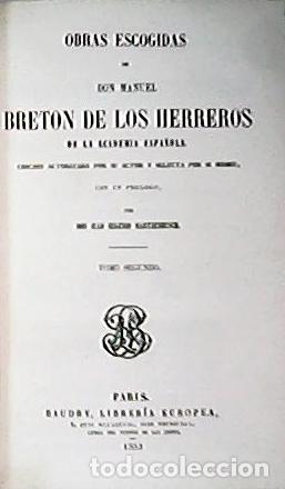 Libri di seconda mano: BRETON DE LOS HERREROS, Manuel.- - Obras escogidas de...(Pr&oacute;logo de Eugenio de Hartzenbush). 2 tomos
