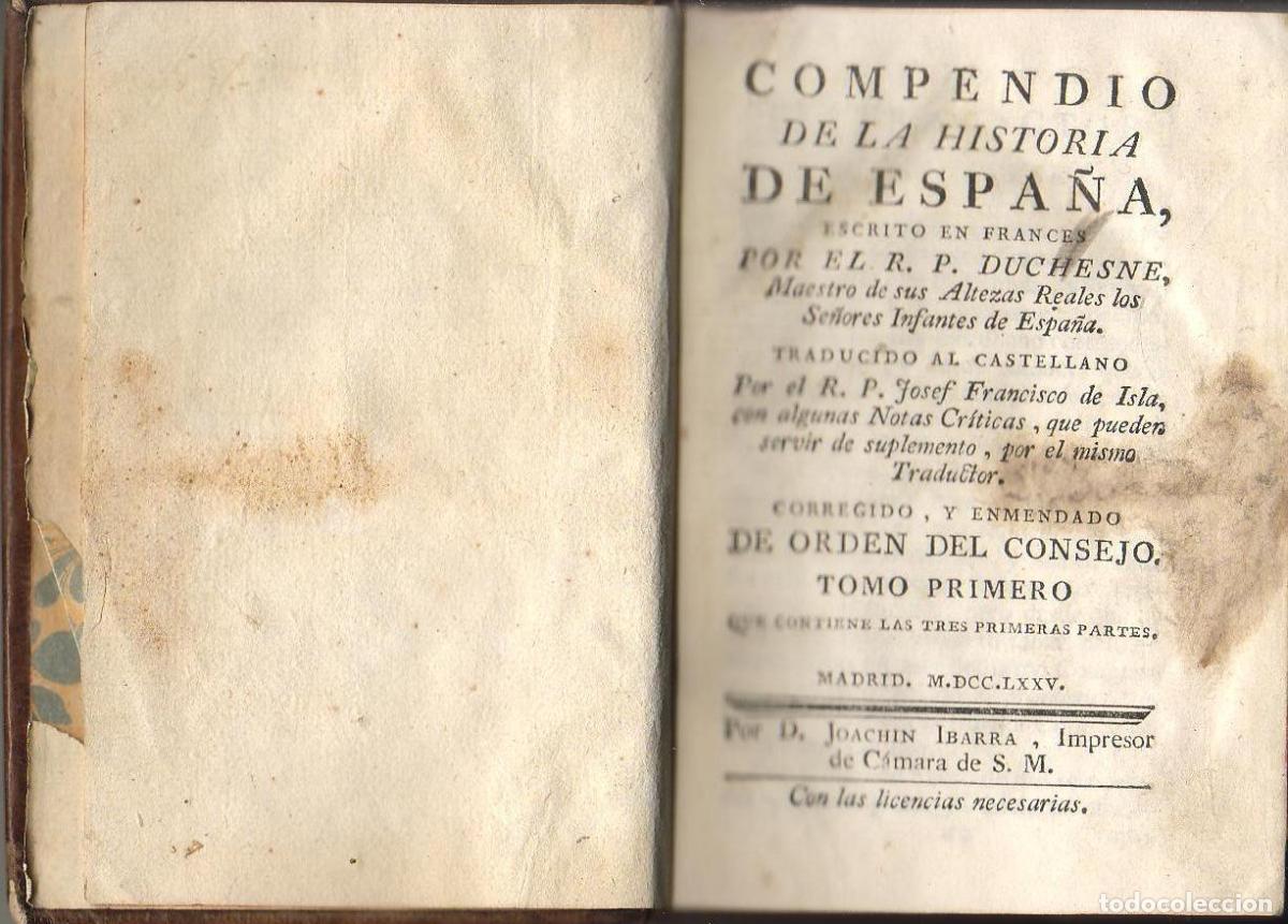 Libros: DUCHESNE.- - Compendio de la historia de Espa&ntilde;a. - Foto 1