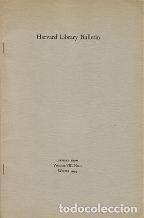 Libros: HARVARD LIBRARY BULLETIN.- - (Separata). Texto en ingl&eacute;s. - Foto 1
