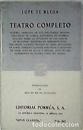 Libros: LOPE DE RUEDA.- - Teatro completo. Introducci&oacute;n de A. Souto Alabarce. - Foto 1