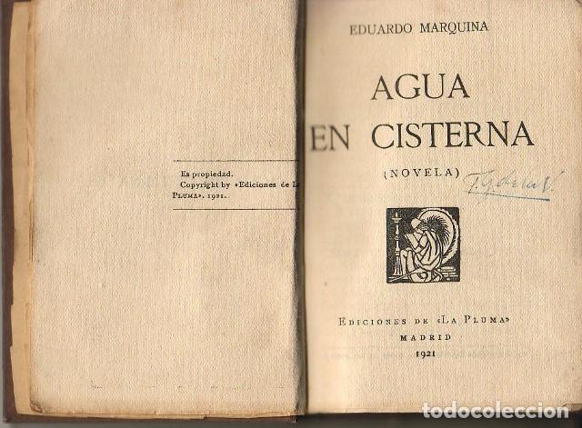 Libros: MARQUINA, Eduardo.- - Agua en cisterna. - Foto 1