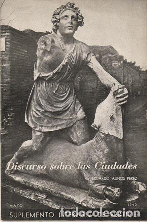 Libros: AUNOS PEREZ, Eduardo.- - Discurso sobre las ciudades. - Foto 1