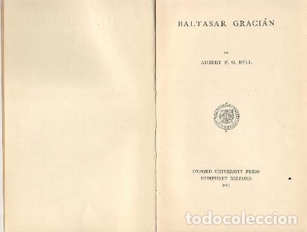 Libros: BELL, Aubrey F.G.- - Baltasar Graci&aacute;n. - Foto 1