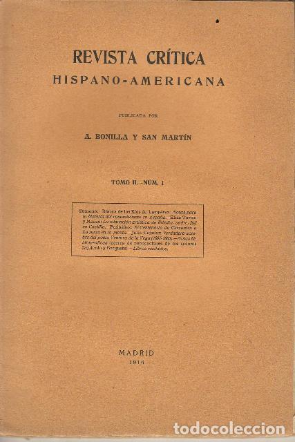 Libri di seconda mano: BONILLA Y SAN MARTIN, A.- - REVISTA CRITICA HISPANO-AMERICANA.- Publicada por... Tomo II: N&ordm;1.