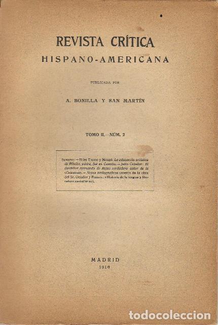 Libri di seconda mano: BONILLA Y SAN MARTIN, A.- - REVISTA CRITICA HISPANO-AMERICANA.- Publicada por... Tomo II: N&ordm;2.