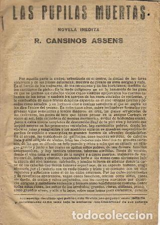 Libros: CANSINOS ASSENS, Rafael.- - Las pupilas muertas. - Foto 1
