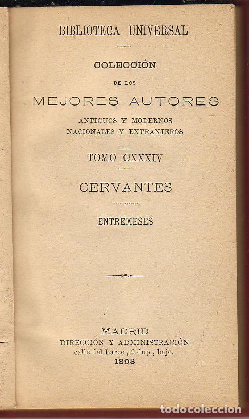 Libros: CERVANTES.- - Entremeses. - Foto 1