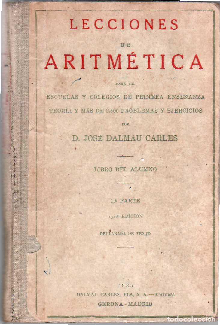 Libros: DALMAU CARLES, Jos&eacute;.- - Lecciones de aritm&eacute;tica. - Foto 1