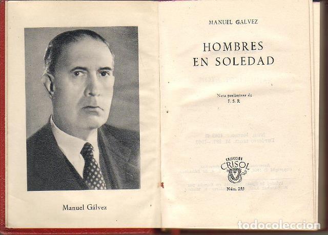 books: GALVEZ, Manuel.- - Hombres en soledad. Novela. Nota preliminar de F.S.R.