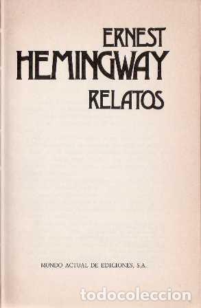 Libros: HEMINGWAY, Ernest.- - Relatos. - Foto 1