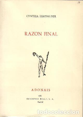 Libros: HERTFELDER, Cynthia.- - Raz&oacute;n final. - Foto 1