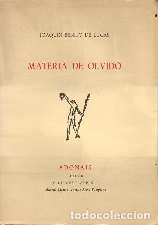 Libros: LUCAS, Joaqu&iacute;n Benito.- - Materia de olvido. - Foto 1