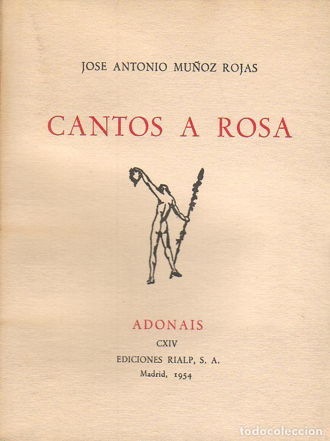 Libros: MU&Ntilde;OZ ROJAS, Jos&eacute; Antonio.- - Cantos a Rosa. - Foto 1