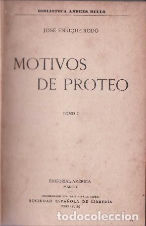 Libros: RODO, Jos&eacute; Enrique.- - Motivos de Proteo. 2 tomos. - Foto 1
