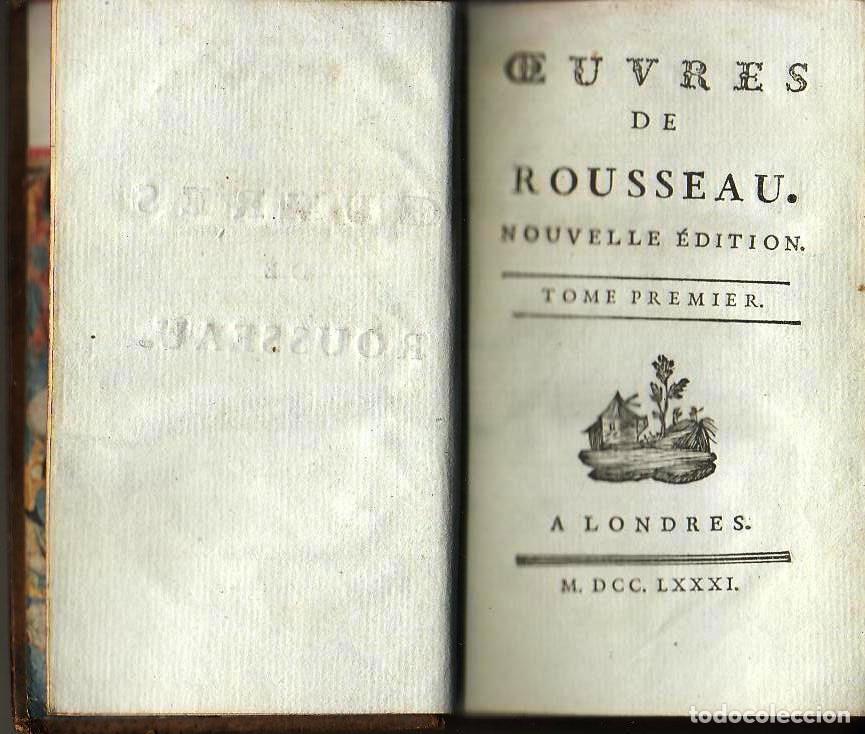 Libros: ROUSSEAU.- - Oeuvres de... 2 tomos. (Tomo I: Odes sacr&eacute;es. Odes, Liv II, III, IV. Cantates all&eacute;goriq
