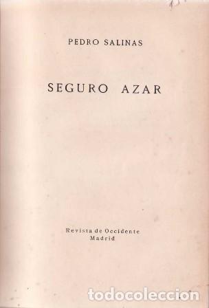 Libros: SALINAS, Pedro.- - Seguro azar. - Foto 1