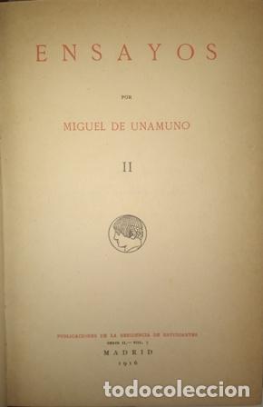 Libros: UNAMUNO, Miguel de.- - Ensayos, II. - Foto 1