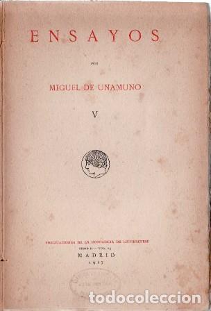 Libros: UNAMUNO, Miguel de.- - Ensayos, V - Foto 1